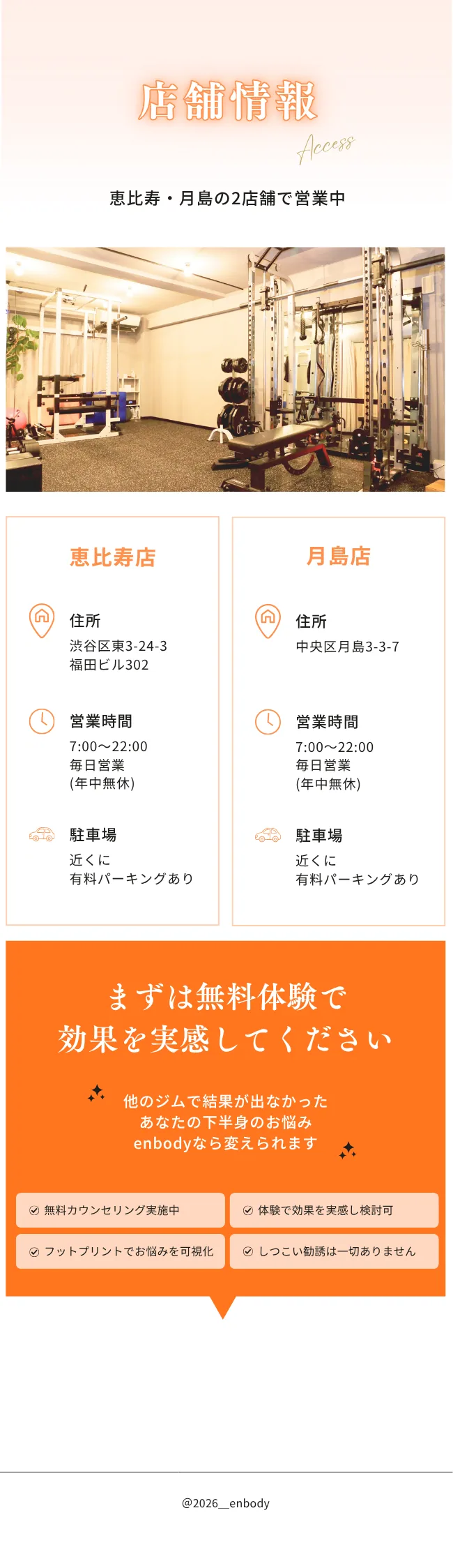 店舗情報 恵比寿・月島